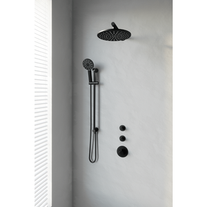 Thermostatisch Inbouwdoucheset Brauer Black 30 cm Hoofddouche Wandarm 3 Standen Handdouche op Glijstang Mat Zwart Brauer