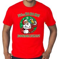 Plus size fout kerst shirt  zuipende kerstman niks ho ho ho doordrinken rood voor heren 4XL  -