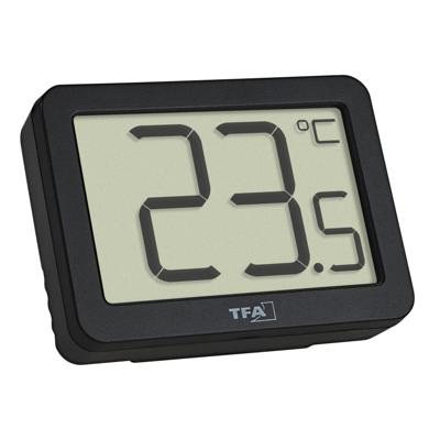 TFA Binnen Thermometer - digitaal - kunststof - zwart - 6 x 2 x 4 cm TFA Binnen Thermometer - digitaal - kunststof - zwart - 6 x 2 x 4 cm