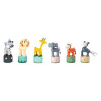 Small Foot Houten Drukfiguur Wilde Dieren, Set van 6