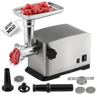 ProfiCook PC-FW 1272 Vleesmolen, 1200 W, met opzetstuk voor koekjes/spuitgebak, elektrische vleesmolen, 3 metalen schijven met gaten, voor- en terugloop, inclusief worstvulling, metalen hals en slak