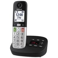 Panasonic KX-TGU430EXB Digitale draadloze telefoon met antwoordapparaat, versterkt volume, basiseenheid en 1 hoofdtelefoon, lcd-display, zaklamp, compatibel met hoofdtelefoon, zwart en zilver