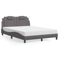 vidaXL Bed met matras kunstleer grijs 120x200 cm, bed, bed ombouw, tweepersoonsbed, bedbodem, slaapkamermeubel, 2 persoonsbed, logeerbed, houten bed
