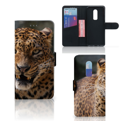 OnePlus 6 Telefoonhoesje met Pasjes Luipaard