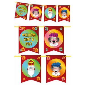 Set van 3x stuks Sinterklaas Welkom Sint en Piet slinger/vlaggenlijn 6 meter