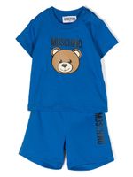 Moschino Kids survêtement en coton à imprimé ourson - Bleu