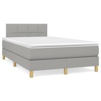 vidaXL Boxspring met matras en LED stof lichtgrijs 120x190 cm, bed, boxspringbed, tweepersoonsbed, slaapmeubel, boxspring bed, bed met matras