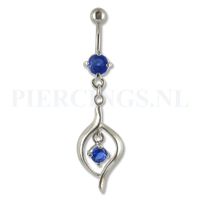 Navelpiercing hangend kristal blauw - thumbnail