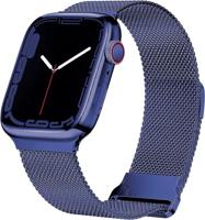 By Qubix - Milanese band - Donkerblauw - Extra sterke magneet - Compatible met Apple Watch 38mm / 40mm / 41mm / 42mm - Compatible Apple watch bandjes