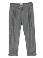 Brunello Cucinelli Kids pantalon en laine vierge à motif chevron - Gris