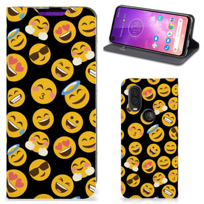 Motorola One Vision Hoesje met Magneet Emoji