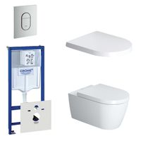 Duravit Starck Me Toiletset - inbouwreservoir - diepspoel - wandcloset - softclose - bedieningsplaat verticaal - mat chroom 0729205/0729241/0293433/0293435/