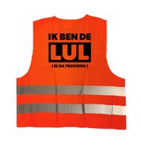 Ik ben de lul ik ga trouwen hesje oranje met reflecterende strepen voor volwassenen - thumbnail