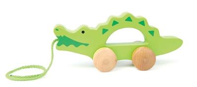 Hape Houten trekdier krokodil 19 cm groen