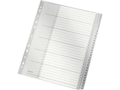 Leitz tabbladen getallen, plastic, grijs Leitz tabbladen getallen, plastic, grijs