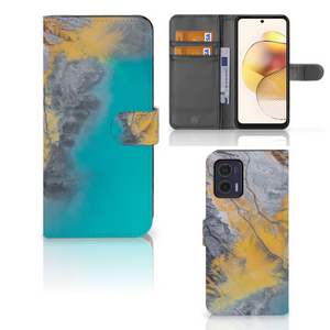 Motorola Moto G73 Bookcase Marble Blue Gold