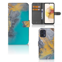 Motorola Moto G73 Bookcase Marble Blue Gold - thumbnail