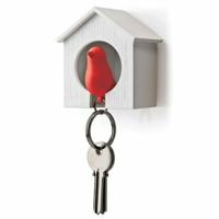Sparrow Keyring - Wit Huisje En Rode Vogel