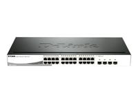 Web Smart DGS-1210-24P - Switch - Beheerd - 24 x 101001000 (PoE) + 4 x combo Gigabit EthernetGigabit SFP - desktop, rack-uitvoering - PoE (193 W)
