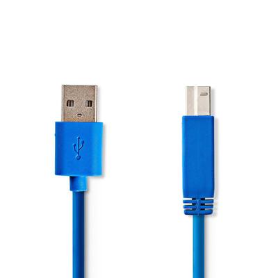 USB-kabel - USB type A (M) recht naar USB Type B (M) recht - USB 3.0 - 3 m - rond - blauw