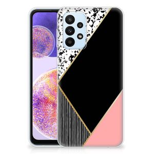 Samsung Galaxy A23 TPU Hoesje Zwart Roze Vormen