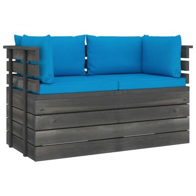 vidaXL Tuinbank 2-zits met kussens pallet massief grenenhout vidaXL Tuinbank 2-zits met kussens pallet massief grenenhout
