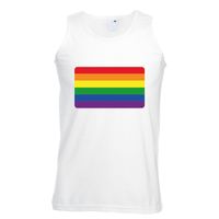 Gay pride mouwloos shirt Regenboog vlag wit heren 2XL  -