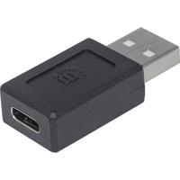 Manhattan USB 2.0 Adapter [1x USB-A 2.0 stekker - 1x USB-C bus] Adapter Stekker past op beide manieren