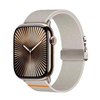 By Qubix - Nylon bandje met Parachute sluiting - Sterrenlicht - Compatible met Apple Watch 38mm / 40mm / 41mm / 42mm - Compatible Apple watch bandjes