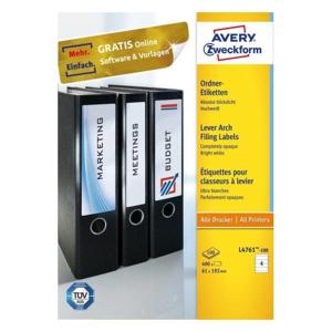 Avery-Zweckform Ordneretiketten L4761-100 61 x 192 mm Papier Wit Permanent hechtend 400 stuk(s)