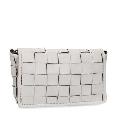 Manfield leren crossbody tas lichtgrijs