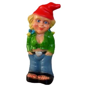 Tuinkabouter - Blonde vrouw - 33 cm - Kunststof - voor binnen en buiten - grappige tuinkabouter