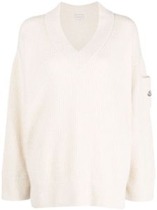 Moncler V-neck wool-blend jumper - Tons neutres