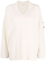 Moncler V-neck wool-blend jumper - Tons neutres - thumbnail