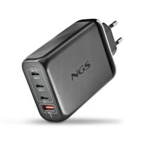 NGS Bud 140 W, ultrasnelle wandlader met 4 poorten, 3 USB-C(PD3.1 & PPS), 1 USB-A (QC 3.0, 30 W), compact en draagbaar voor smartphones, tablets, laptops, vuurvaste GAN-materialen, gelijktijdig
