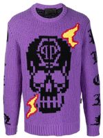 Philipp Plein pull Skull à logo brodé - Violet - thumbnail