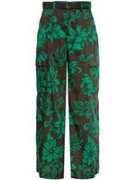 sacai pantalon palazzo à motif végétal - Vert