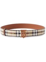 Burberry checked monogram-plaque leather belt - Tons neutres