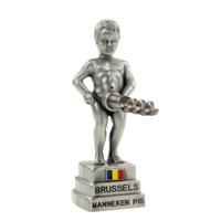 Manneke Pis flesopener/kurkentrekker - wijnflessen openener - zilver - 11 cm - metaal