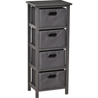 Zeer Mooie Ladekast met 4 Manden/Laden 93x41x31cm - Ladekast - MDF Hout - Antraciet/Zwart - Opbergen - Meubel - Interieur - Polyester - Manden Zeer Mooie Ladekast met 4 Manden/Laden 93x41x31cm - Ladekast - MDF Hout - Antraciet/Zwart - Opbergen - Meubel - Interieur - Polyester - Manden