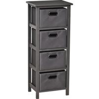 Zeer Mooie Ladekast met 4 Manden/Laden 93x41x31cm - Ladekast - MDF Hout - Antraciet/Zwart - Opbergen - Meubel - Interieur - Polyester - Manden