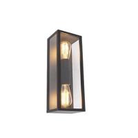 QAZQA Industriële wandlamp zwart 38 cm 2-lichts IP44 - Charlois - thumbnail