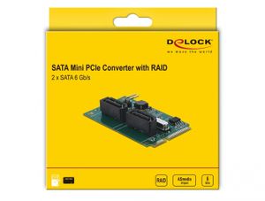 Delock 95264 Mini PCIe-converter naar 2 x SATA met RAID