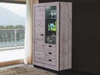 Vitrinekast MARRAKECH 2 deuren 3 lades wellington eik avec led