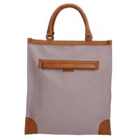 Canvas Boodschappentas met Leren Handvatten Deluxe Grijs