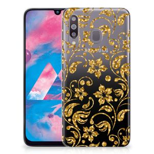 Samsung Galaxy M30 TPU Case Gouden Bloemen