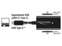 DeLOCK 91740 geheugenkaartlezer USB 3.2 Gen 1 (3.1 Gen 1) Type-C Zwart - thumbnail