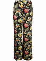 Alberto Biani pantalon droit à fleurs - Noir