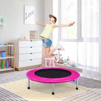 Ø 97 cm Opvouwbare Trampoline Mini Opvouwbare Trampoline voor Kinderen Draagbaar Roze