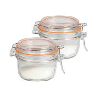 Weckpot/inmaakpot - 2x - 140 ml - glas - met beugelsluiting - D9 x H7 cm